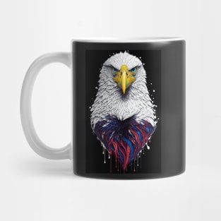 Splash Art of a Patriotic Bald Eagle in American Red White and Blue Colors Mug